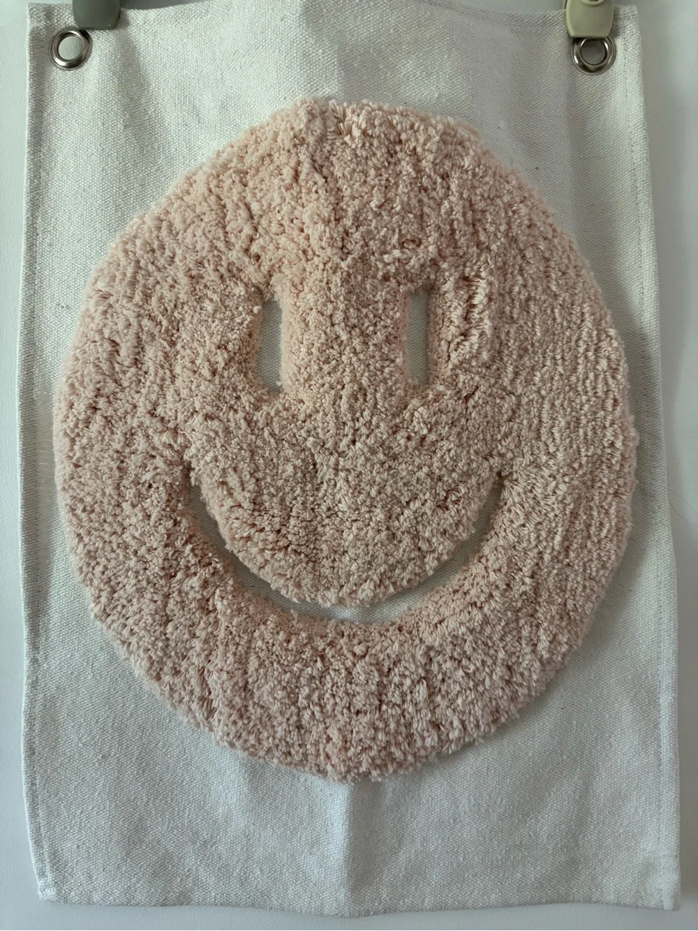 Smiley Face Wall Hanging - Blush Pink on Cream